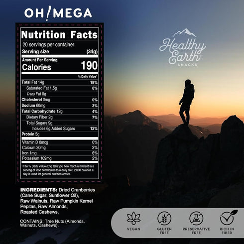 (Omega-3 Omega-6) Mixed Nuts Unsalted | Trail Mix | Trail Mix without Peanuts | Gourmet Snacks, Protein Snacks, Gluten