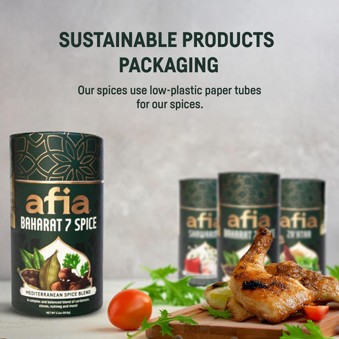 7 (1pk, 2.1oz) Afia - Baharat Spice Blend | Baharat Spice Mix for Kofta, Kebab, Grilled Meat Seasoning | Premium