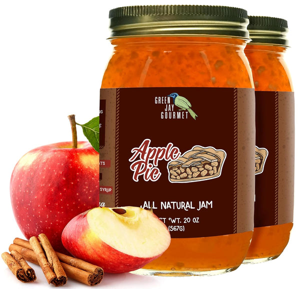 Green Jay Gourmet Apple Pie Jam - All-Natural Fruit Jam with Apples,