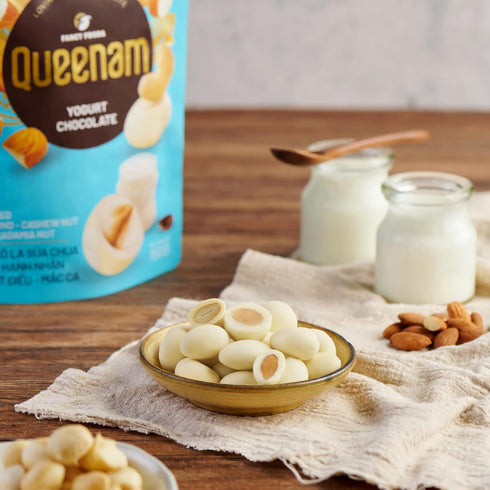 Queenam Premium Vietnamese Chocolate Flavored Nuts Natural Fruit Flavor Healthy Snack with Almond, Macadamia & Cashew