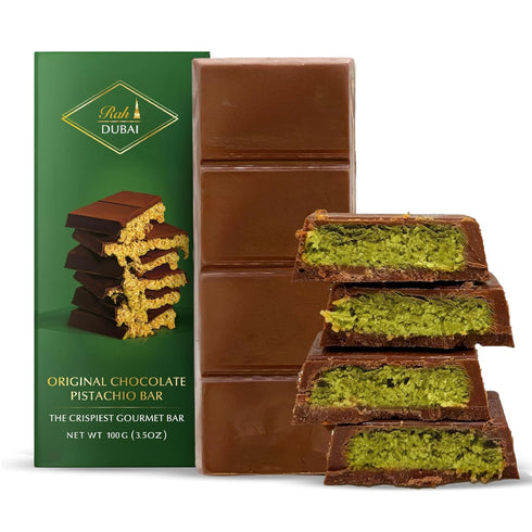 Rah Dubai Chocolate Bar Pistachio, 3.5oz - 100g, Gourmet Chocolate Bar |
