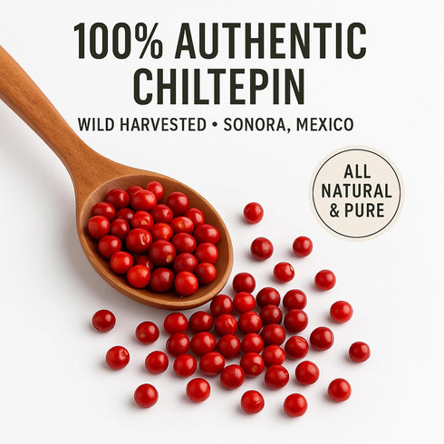 Pure Celtic 1oz Dried Chiltepin Peppers (Chile Tepin) Bag - Seafood, Sauces, Stews, Salsa, Meats. Very Hot with a Smoky