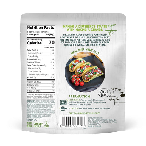 Packets (10 oz.), 3 pack) Loma Linda - Plant-Based Complete Meal Solution (Taco Filling