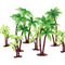 Jovitec 16 Pcs Plastic Green Palm Tree Coconuts Cupcake Topper Scale Scenery