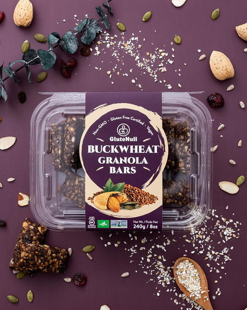 GluteNull Buckwheat Granola Bar - Organic, Gluten Free, Vegan