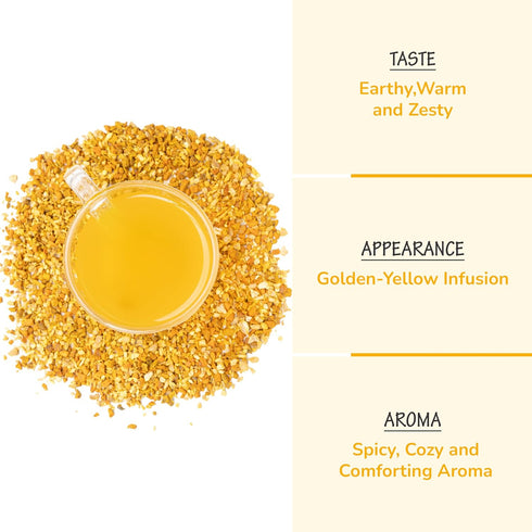 BREWIX Turmeric Ginger Loose Herbal Tea, 100+ Cups, 7.05oz/200g, Naturally Caffeine Free, Real Ingredients from India