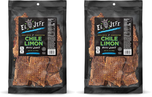 El Jefe Beef Jerky Chile Limon 7oz - Authentic Mexican Style Hispanic