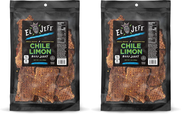 El Jefe Beef Jerky Chile Limon 7oz - Authentic Mexican Style Hispanic