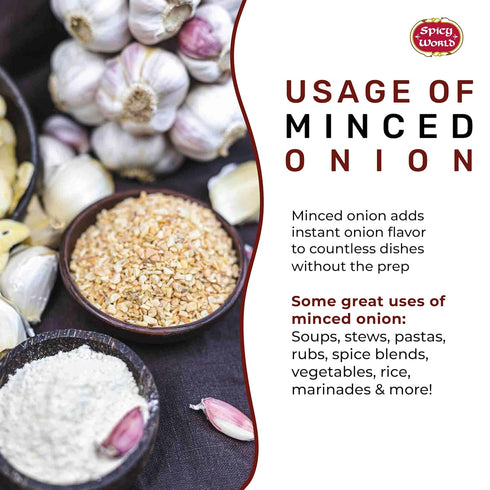 Spicy World 4 LB Minced Onion Jar Gluten Free, Bulk Dehydrated Chopped Onions for Cooking, Dried Onion Flakes, Non-GMO