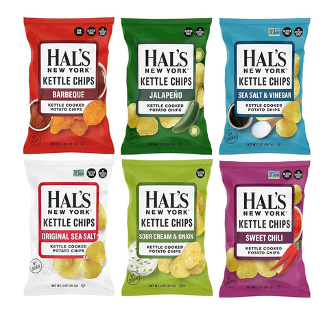 Hal's New York Pack, 6 2 Oz (Pack 24) Kettle Cooked Potato Chips, Variety Flavors