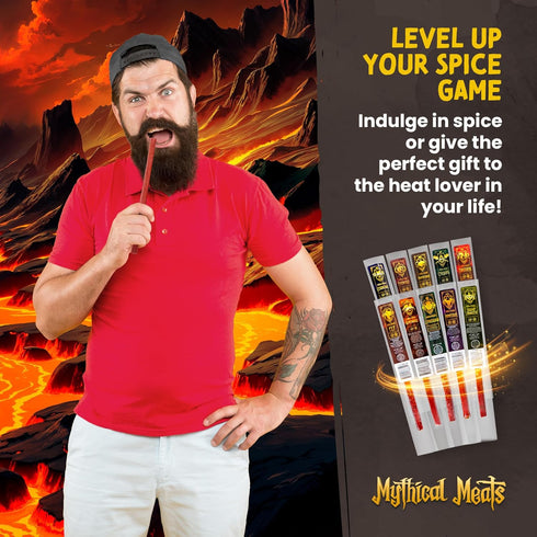 Pack 10 Mythical Meats Cryptid Heatwave Spicy Variety Legendary Exotic Game & Beef Snack Sticks Dried & Dehydrated