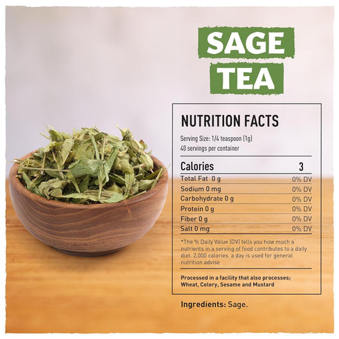 1.41oz, Eastanbul Sage Leaves, Dried Sage Leaf, Salvia Tea, Loose Leaf Herbal Tea, Te de Salvia, Perfect for Cooking