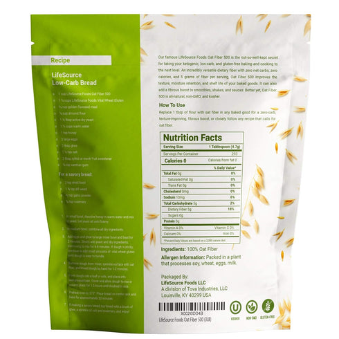 LifeSource Foods 500 (3 LB) Oat Fiber All-Natural, Gluten-Free, Zero-Carb Fiber Source for Low-Carb Baking