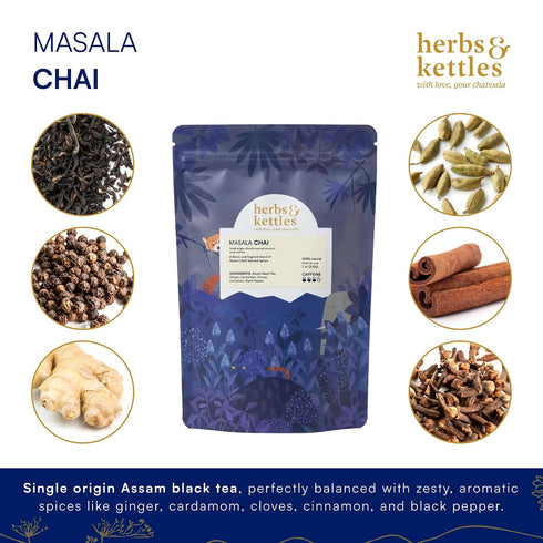 7 oz (200 Herbs & Kettles Refill - Masala Chai g) | Single-Origin Assam Black Tea with Ginger, Cardamom, Cinnamon