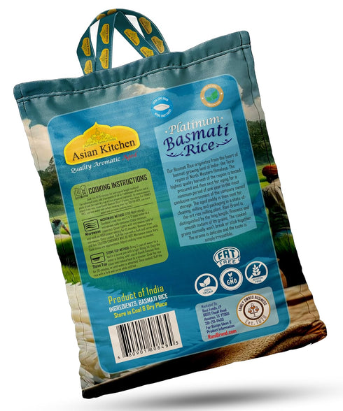 4lbs (1.81kg) Asian Kitchen Platinum White Basmati Rice Extra Long Aged ~ All Natural | Gluten Friendly | Vegan |