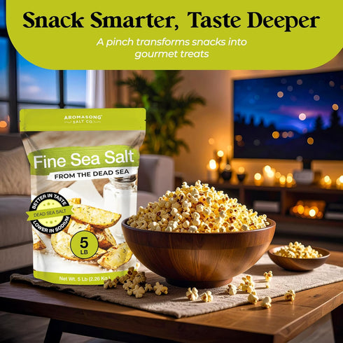 100% 5 Lb Packaging Aromasong Fine Sea Salt - Pure & Natural Dead Sea Table Salt For Cooking & Baking - Bulk - May Vary