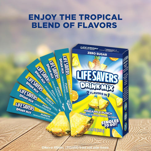 Pack 6-6 36 2 1 Life Savers Pineapple Punch Drink Mix - of Sticks Per Box - Total Servings - Flavors in - Powdered