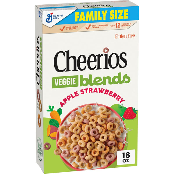 Cheerios Veggie Blends Breakfast Cereal, Apple Strawberry, Made with Fruits and Veggies,