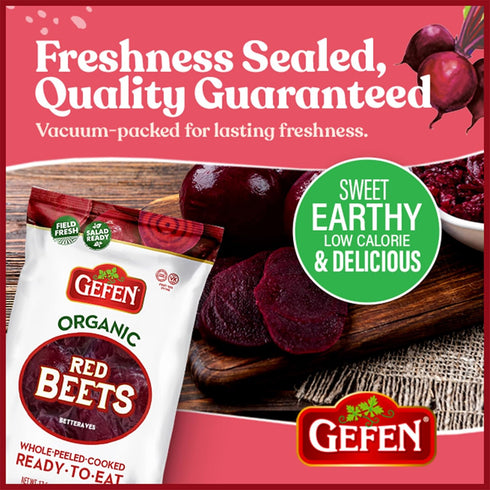 3 pack 17.6 oz (3.3 lbs) Organic Red Beets, Whole, Peeled & Cooked, Salad Ready