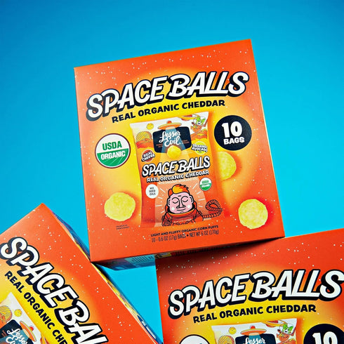 10Ct, 6 OZ LESSEREVIL Organic Real Cheddar Space Balls