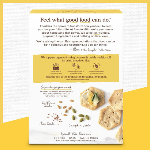 4.25oz, 3 Count Simple Mills Organic Seed Crackers, Original, Gluten Free, Flax Seed, Sunflower Seeds, Corn Free