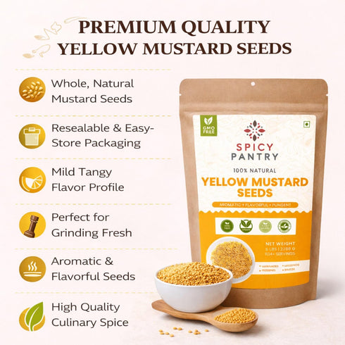 4 oz SPICY PANTRY Yellow Mustard Seeds Non-GMO, Gluten Friendly Spice for Pickles, Sauces, Tempering, Marinades & Spice