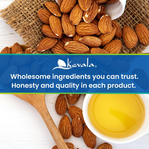 64 oz, 1/2 Kevala Sweet Almond Oil - Cold Pressed Almond Oil for Baking and Mixing with Essential Oils, With Mild Scent