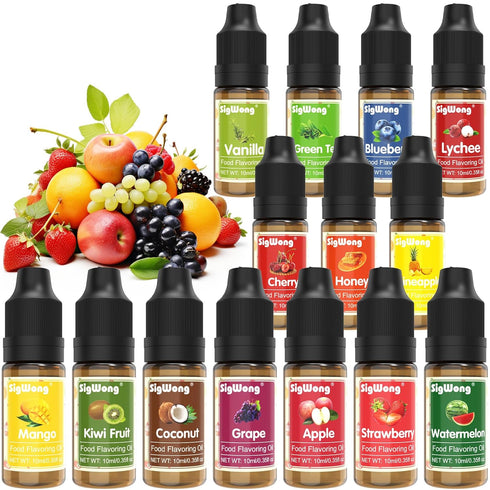 Food Flavoring Oil, 14 Flavors of Natural Liquid Concentrated Candy Flavors for Baking, Cooking, and Lip Balm