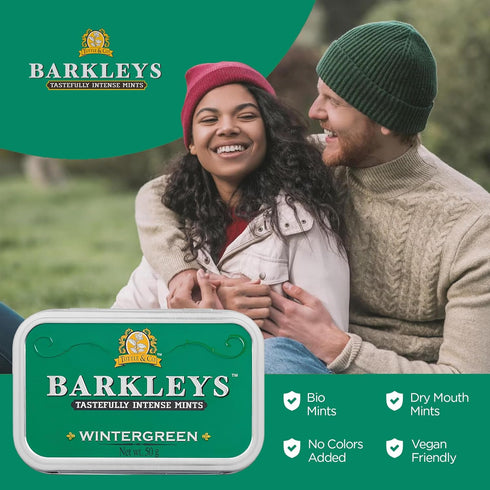 Barkleys Wintergreen Breath Mints - Strong Flavor Cool Mint Candy for Party, After Dinner, Wedding, Daily Use - Vegan