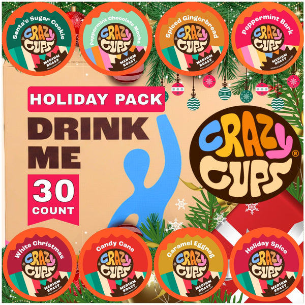 Crazy Cups Christmas Coffee Pods Variety Pack, Holiday Sampler of Single Serve