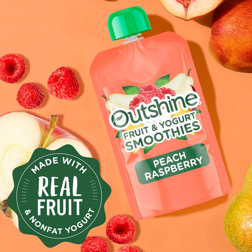 6(4x3.5oz)US Outshine Smoothie Raspberry Peach Flavor Pouches