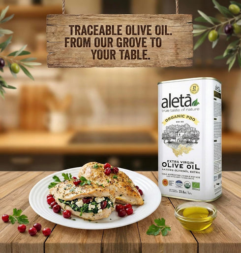 1 (33.8 oz.) Pack 1 Aleta, USDA Organic Greek Extra Virgin Olive Oil, EU Certified Single Estate PDO Greece, Lt Tin