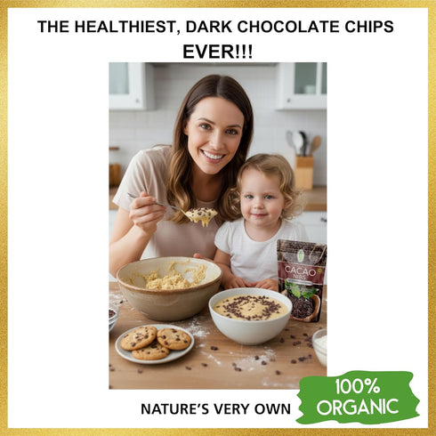 100% 16 Oz Cacao Nibs Organic - Dark Chocolate Chips - Raw, Unsweetened Cocoa Pieces - - Keto and Vegan Superfood