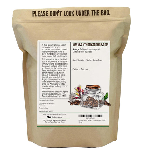 Anthony's Organic Whole Cloves, 1 lb, Gluten Free, Non GMO, Keto Friendly