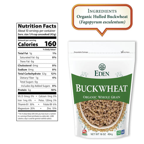 16 OZ EDEN FOODS Organic Buckwheat Hulled Whole Grain