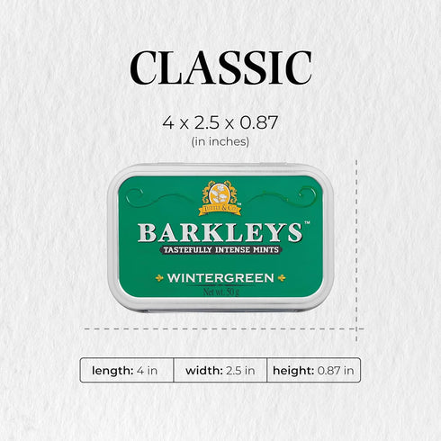 Barkleys Wintergreen Breath Mints - Strong Flavor Cool Mint Candy for Party, After Dinner, Wedding, Daily Use - Vegan