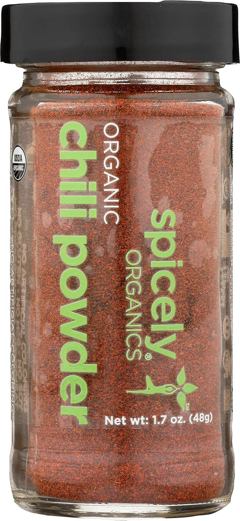Spicely Organics Chili Powder, 1.70 Ounce Jar, Certified Gluten Free