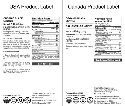 1 Food to Live Organic Black Lentils, Pound Non-GMO, Whole Dry Pulses, Raw, Sproutable, Kosher, Vegan, Bulk Legumes