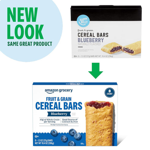 1.3 Oz, 8 Amazon Grocery, Blueberry Fruit & Grain Cereal Bars, Ct