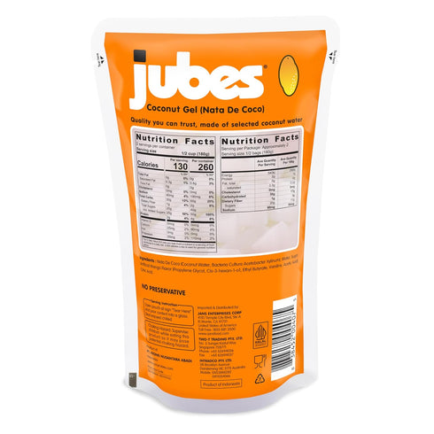 (12.7 oz, Pack 6) Jubes Mango Nata De Coco Jelly Cubes of - Mango Coconut Jelly Cubes for Sago - Coconut Gel in Syrup