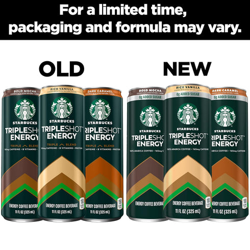 165mg 11 oz (12 Pack) Starbucks Tripleshot Coffee Energy Drink, Mocha, Triple Blend, Caffeine, B Vitamins, Protein
