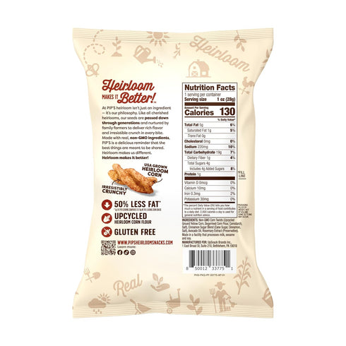 1 oz (24 Packs Pips Heirloom Cinnamon Churro Twists Bags pk) Individually Wrapped Snack Made With Heirloom Corn