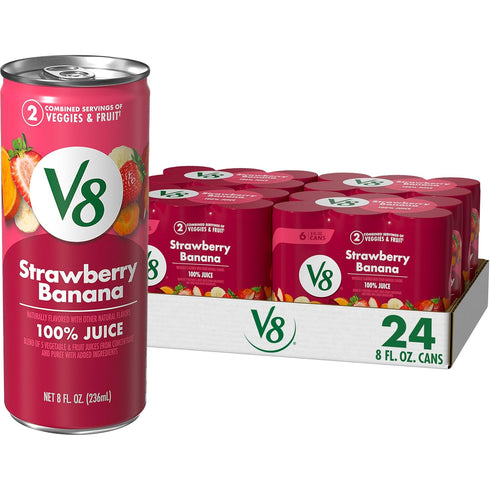 V8 Strawberry Banana 100% Fruit and Vegetable Juice, 8 fl oz Can