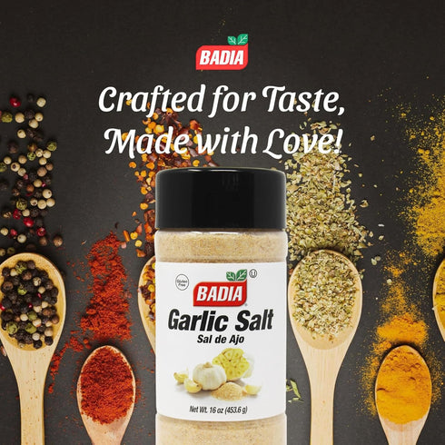 16 oz Badia Garlic Salt, Premium Blend of Salt & Garlic for Seasoning