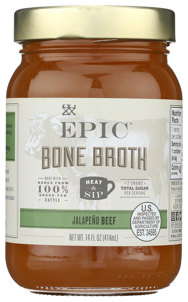 Epic Artisanal Bone Broth, Beef Jalapeno Sea Salt, 14 oz.