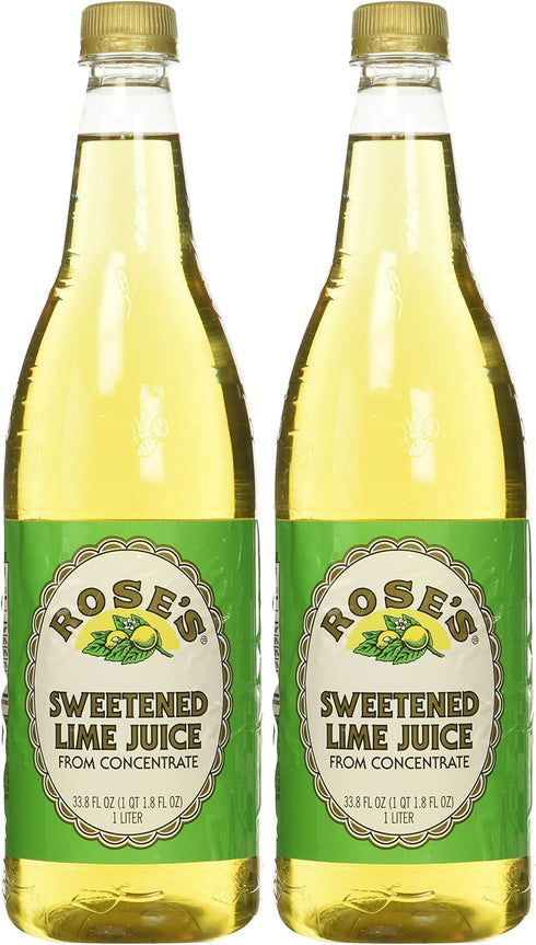 Rose's Lime Juice 1 (33.8 (Pack 2) Roses Sweetened Lime Juice, Liter Fluid Ounces) Plastic Bottle