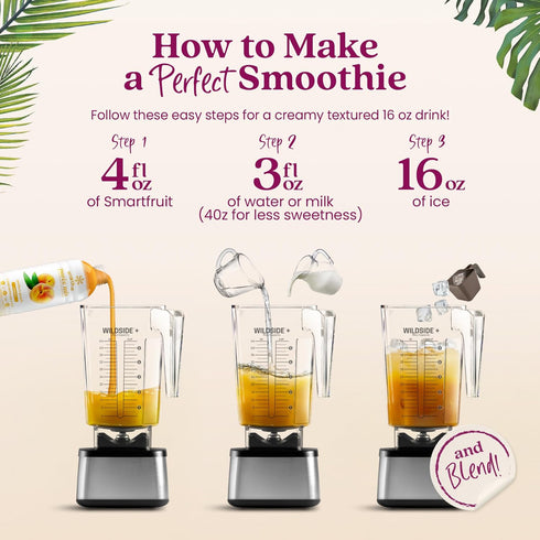 100% B6, B12 48oz Smartfruit Perfect Peach + Energy Real Fruit Pure with Peach, Apple & Pineapple Great for Smoothies