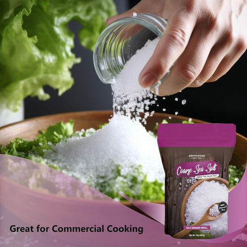 14 oz. Aromasong Coarse Sea Salt for Grinder Refill - Dead Sea Salt in Resealable Bag - Pure & Natural Sun Dried