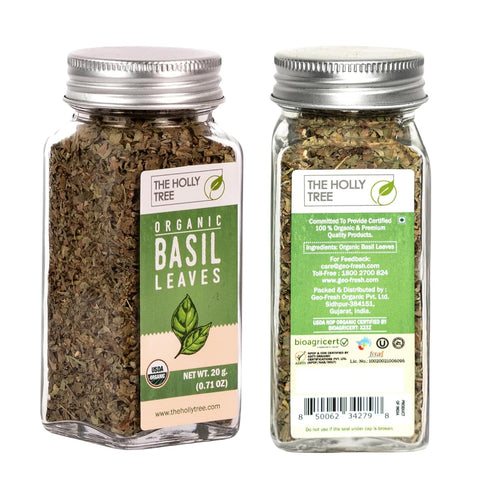 THE HOLLY TREE 0.7 oz Organic Basil Leaves - Dried Basil Seasoning with Fresh Flavor - USDA Organic, Kosher, Gluten
