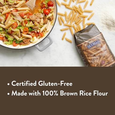 Free,12 oz (4 Pack) DeLallo Gluten-Free Brown Rice Penne Pasta, Non-GMO, Made in Italy, Kosher, All Natural, Tree-Nut